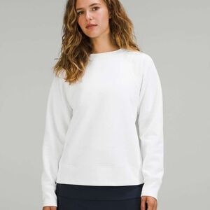 Lululemon Loungeful Crewneck Pullover Size 12 White Relaxed Fit 4 Way Stretch